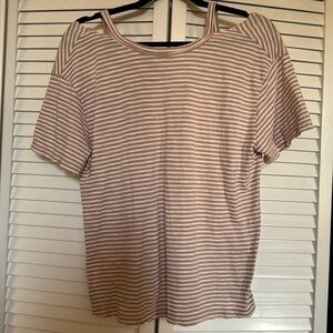NWT Anthropologie t.la natural and white striped short sleeve T-shirt